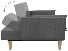Canapea extensibila 2 loc.,taburet2 perne,textil,gri deschis Gri deschis, Cu scaunel pentru picioare
