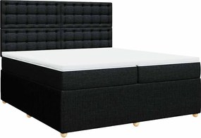 vidaXL Pat box spring cu saltea, negru, 200x200 cm, textil