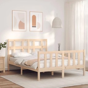 3192991 vidaXL Cadru de pat cu tăblie, 140x190 cm, lemn masiv