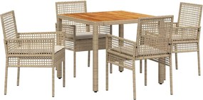 vidaXL Set de masă pentru grădină 5 pcs Bej poliratan