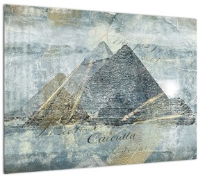 Tablou pe sticlă - Piramide în filtru albastru (70x50 cm)
