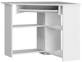 Birou calculator pe colt, placa laminata, 5 rafturi, alb, 80x80x74 cm, Ted