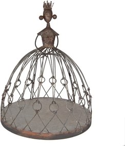 Suport pentru ghiveci, maro, din metal, aspect vintage, Princessea