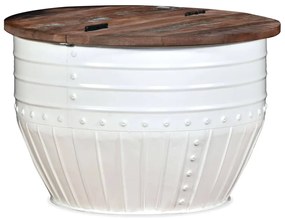 vidaXL Măsuță de cafea în formă de butoi alb lemn masiv reciclat