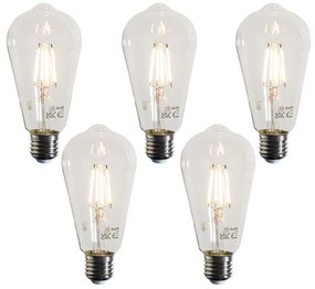 Set de 5 becuri LED cu filament E27 ST64 clar 4W 470 lm 2700K