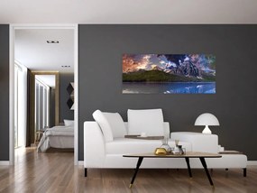 Tablou cu lac și munți (120x50 cm)