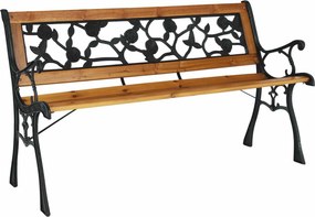 Banca gradina FAIZA, negru/nuc, metal/lemn, 126x52x73 cm