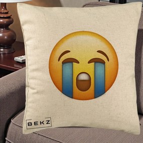 Perna Decorativa Emoji Plange, 40x40 cm, Bej, Husa Detasabila, Perna Inclusa, BEKZ®
