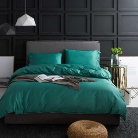 LENJERIE DE PAT LUX, 2 PERSOANE, 100% BUMBAC SATINAT, CEARCEAF 240X240 CM, HUSA PILOTA 200X220 CM, 2 FETE PERNA 50X70 CM, VERDE
