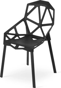 Set de masa 1 + 4, masa TESSA 120x60 cm neagra/decor stejar + scaun plastic negru ESSEN