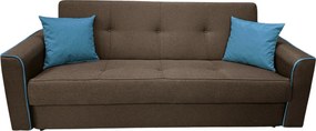Canapea VERA extensibila, 3 locuri, lada de depozitare, stofa maro + turcoaz, 225x90x90 Maro + Turcoaz, Stofa