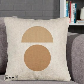 Perna Decorativa Geometric Minimalist Auriu, 40x40 cm, Bej Canapea, Husa Detasabila, Perna Inclusa, BEKZ®