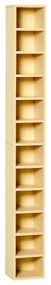 HOMCOM Dulap Biblioteca Suport CD-uri cu 12 Rafturi pentru 204 CD-uri, Raft Biblioteca din MDF si PAL, 21x20x175 cm, Lemn natural