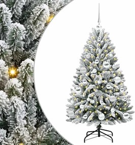 vidaXL Brad de Crăciun artificial Verde și alb 120 cm PVC și Metal