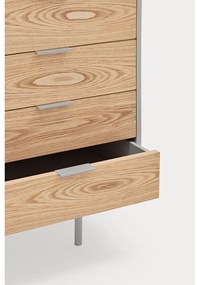 Comodă gri/în culoare naturală joasă cu aspect de lemn de stejar 159x80 cm Sierra – Teulat