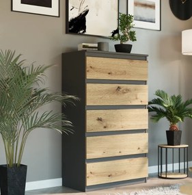Comoda înaltă R-5 - diferite variante de culoare antracit mix artisan