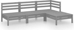 vidaXL Set mobilier de grădină, 4 piese, gri, lemn masiv de pin