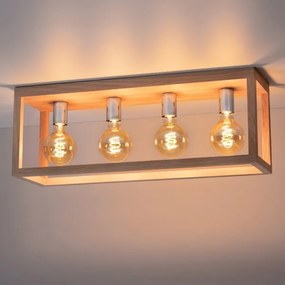 Spot-Light 9158474L - Plafonieră KAGO, 4xE27/60W/230V, stejar mat