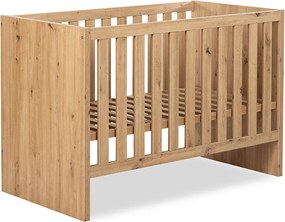 Pătuț lemn masiv pentru bebeluși Amelie 120×60cm cu bară de protecție - Stejar deschis, Nu