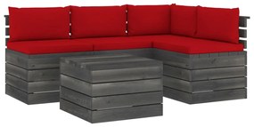 3061833 vidaXL Set mobilier grădină paleți cu perne, 5 piese, lemn masiv pin