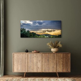 Tablou cu peisaj și raze de soare (120x50 cm)