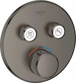 Baterie dus incastrata cu termostat Grohe Grohtherm SmartControl 2 iesiri antracit periat Hard Graphite