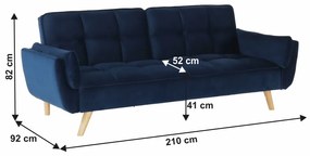 Canapea extensibila,  albastru regal stejar, FILEMA
