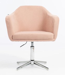 HR832CROSS Scaun Catifea Reiată Premium culoare Roz prăfuit Litchi cu Bază Cromata