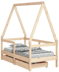 834471 vidaXL Cadru de pat cu sertare de copii, 70x140 cm, lemn masiv de pin