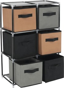 Comodă cu sertare din material textil, negru/maro/gri, CAMILO TYP 2