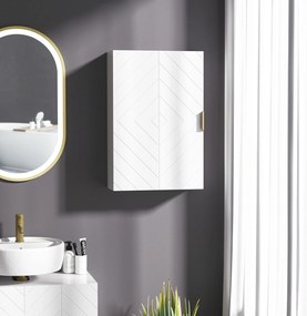 kleankin Dulap pentru Baie Suspendat cu Rafturi Ajustabile, 40x15x60 cm, Alb | Aosom Romania