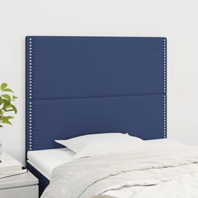 vidaXL Tăblii de pat, 2 buc, albastru, 90x5x78/88 cm, textil