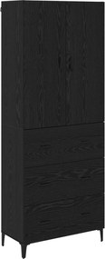 vidaXL Bufet Pe perete Stejar Negru 69,5 x 34 x 180 cm Lemn compozit