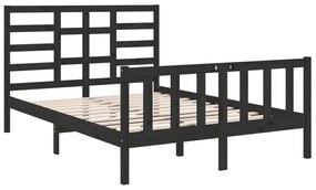Cadru de pat Small Double 4FT, negru, 120x190 cm, lemn masiv Negru, 120 x 190 cm
