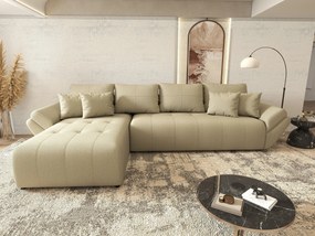 Colțar extensibil dumonde cu ladă de depozitare si sezut confortabil din spuma high-density, Berlin XL Enjoy Camel 350x185 cm