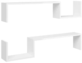 807274 vidaXL Rafturi de perete 2 buc. alb lucios 100x15x20 cm lemn prelucrat