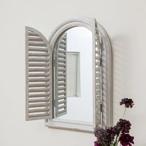 Oglinda tip Fereastra cu obloane COUNTRY, Alb antichizat, 45x62cm