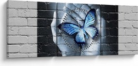 Tablou - Fluture pe perete (cu ceas) (90x30 cm)