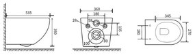 Vas wc suspendat rimless Fluminia Alfonzo cu capac quick release si soft close, alb lucios Alb lucios