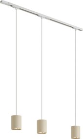 Sistem de iluminat pe șină modern cu 3 lumini suspendate alb cu bej monofazat - Iconic Holt