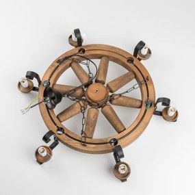 Brilagi - Candelabru suspendat pe lanț ROATA 6xE14/40W/230V Ø 70 cm fag