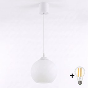 Brilagi - Lustră LED suspendată pe cablu RETRO GLASS 1xE27/60W/230V Ø 15 cm albă