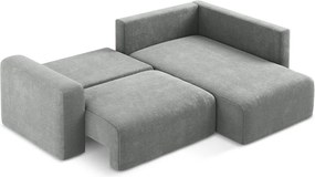 Colțar gri extensibil/cu spațiu de depozitare cu tapițerie din chenille (cu colț pe partea dreaptă/în formă de ”L”) Kona – Makamii