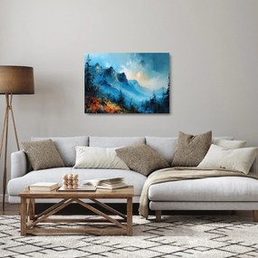 Tablou pe sticlă - Pictura munților (70x50 cm)