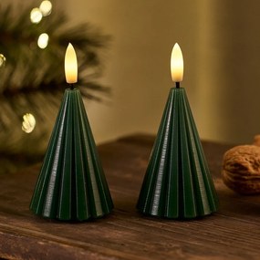 Decorațiune luminoasă de Crăciun verde-închis 2 buc. ø 6 cm Laura – Sirius