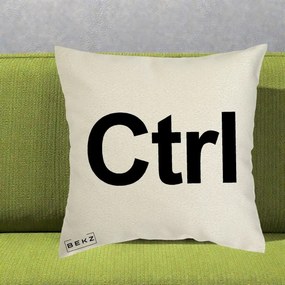 Perna Personalizata Tasta Ctrl Tipografie Bold, 40x40 cm, Ecru, Husa Detasabila, Perna Inclusa, BEKZ®