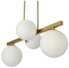 Lustră albă/aurie cu abajur din sticlă Kama – Candellux Lighting