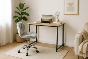 Set pentru birou – birou pliabil ZARIMO 80×40 cm stejar sonoma + scaun de birou AVOLA VELVET gri deschis