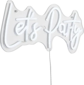 Lampă de perete neon albă cu LED inclus - Let's Party