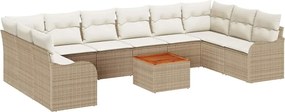 vidaXL Set de canapele pentru grădină 10 pcs Bej și crem poliratan